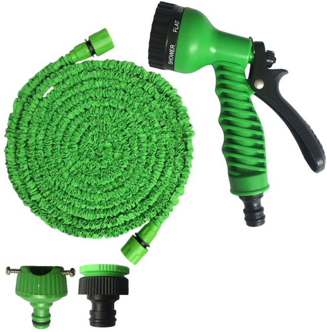 점적호스 관수자재 농업용 정원 호스 파이프 물 확장 가능 매직 7 패턴 물총 거품 냄비 릴 세차 총 분무기, [06] 75피트, [05] SQ-green, 1