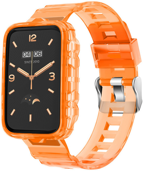 포유 실리콘 일체형 투명 샤오미 미밴드7 프로 전용 스트랩 시계줄 루프 밴드 줄, 일체형 투명 샤오미밴드 7(프로), 오렌지