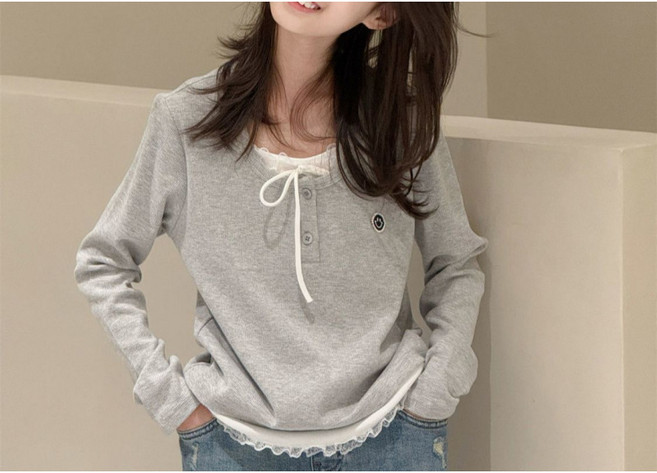 해피유통 여아 캐주얼 긴팔 티셔츠 V넥 리본 디자인디자인14세 이상