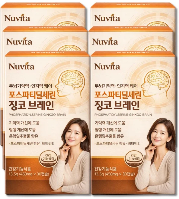 12통구매 황칠나무잎 줄기추출물 인지코어 캡슐 증정 / 포스파티딜세린 징코 인지력 케어, 6개, 30정 - 쿠팡