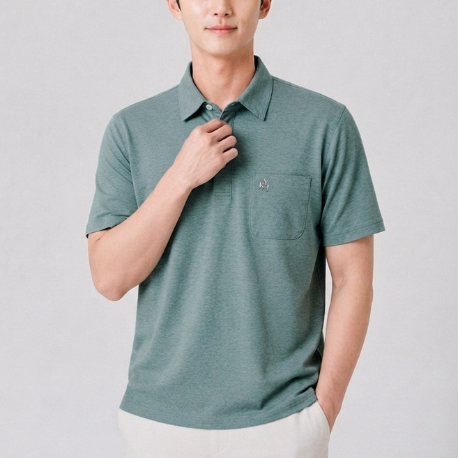 김영주골프 남성 포켓 카라 반팔 티셔츠 KRMT66022 데일리 출근 골프 여행 베이직티 여름 스판