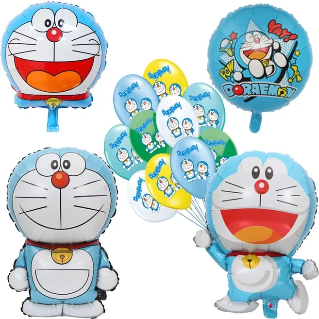 쿠쿠스토어 도라에몽 풍선 만화 블루 징글 고양이 파티 장식 품 생일 축하 배너 일회 장난감 케이크 토퍼, 01 Other, 23 14pcs Balloons