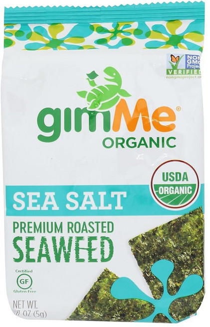 Gimme 해초 유기농 구운 해초 (5g) GMO 프리 및 글루텐 프리 바다 소금 4.8g(0.17온스), 0.17 Ounce (Pack of 1), 5g, 1개