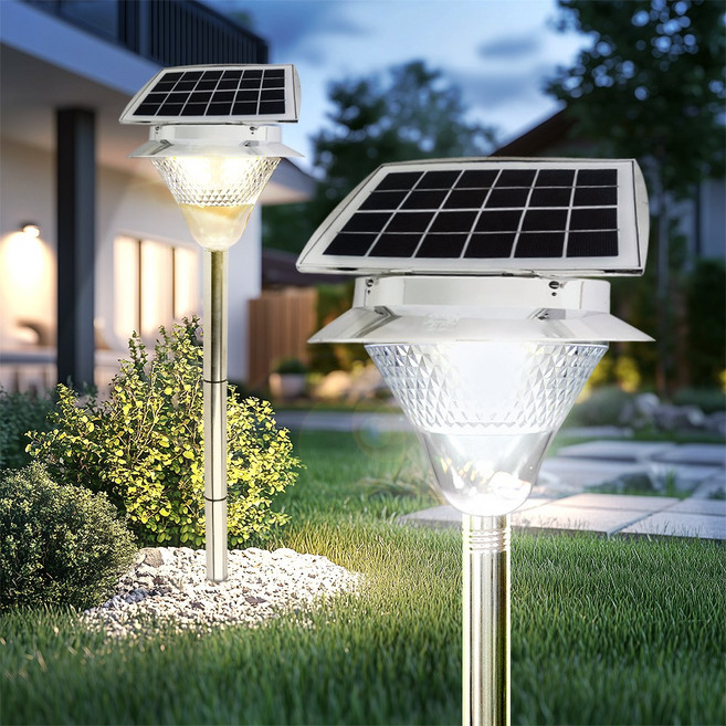 신성나라 태양광 정원등 가로등 태양열 조명등 마당 야외 전등 128구 실버, 태양광 128구 정원등(실버)_노란빛