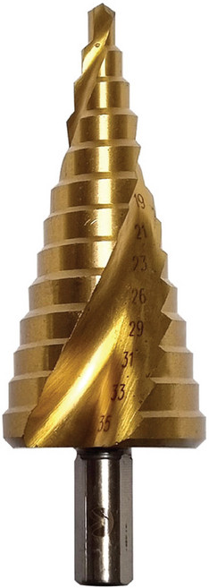 PHS 하이스 스텝드릴 5~35mm 13단 타공 홀쏘 홀커터 스틸 PVC 목재 SD-535 3면샹크, 1개