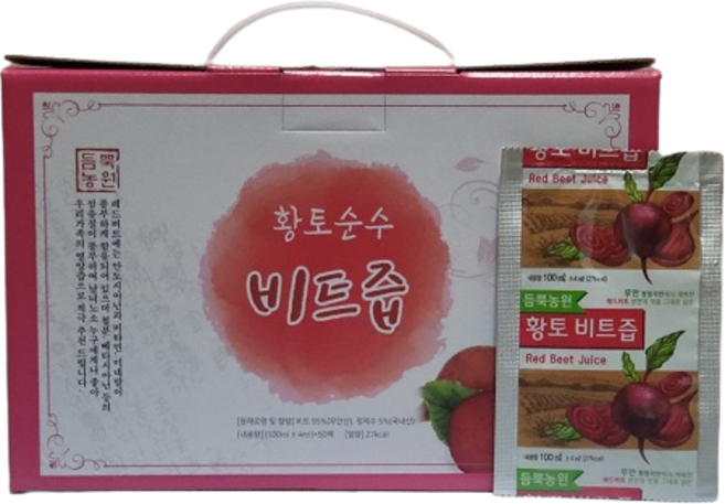 듬뿍농원 무안 황토 레드 비트즙 100ml 50팩 붉은맛이 살아 있는 국내산 비트, 50개