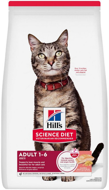 希爾斯 Hills 成貓 鮭魚與糙米配方 每日照護 1-6歲 飼料, 1個, 3.5磅-超取單筆最多寄3包, 1.58kg, 鮭魚+米飯
