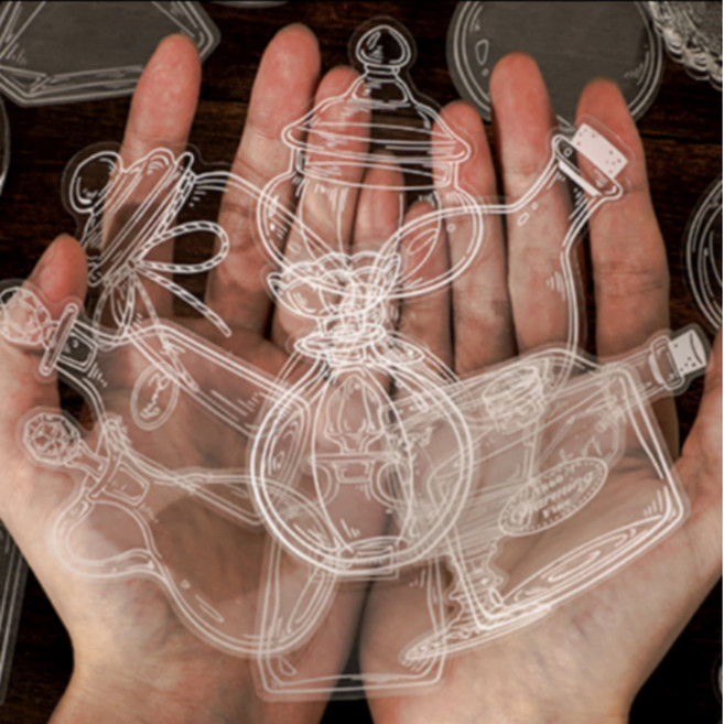 초특가 100장 세트 대용량 빈티지 다꾸 압화 스티커 향수 꽃병 투명배경지, 100개, 투명