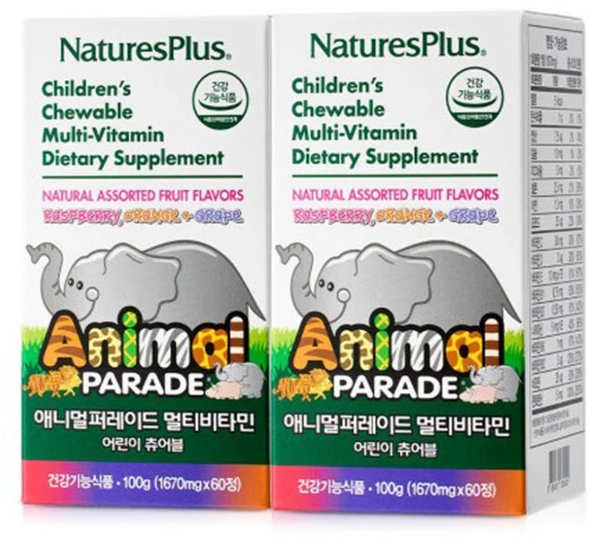 네이처스플러스 애니멀퍼레이드 멀티비타민, 2개, 60정 - 쿠팡