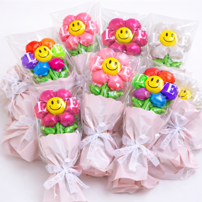 풍선 데이지 꽃다발 만들기 알파벳샵 DIY세트, 10개, 여러가지 스마일 꽃다발