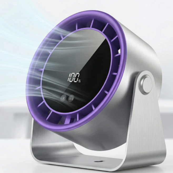 LED 무선 무소음 탁상용 선풍기 벽걸이 데스크팬, 보라회색, X3