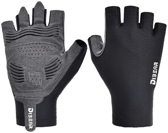 夏季戶外運動健身騎行手套時尚款自行車手套防滑耐磨減震運動手套, 1個, 黑色