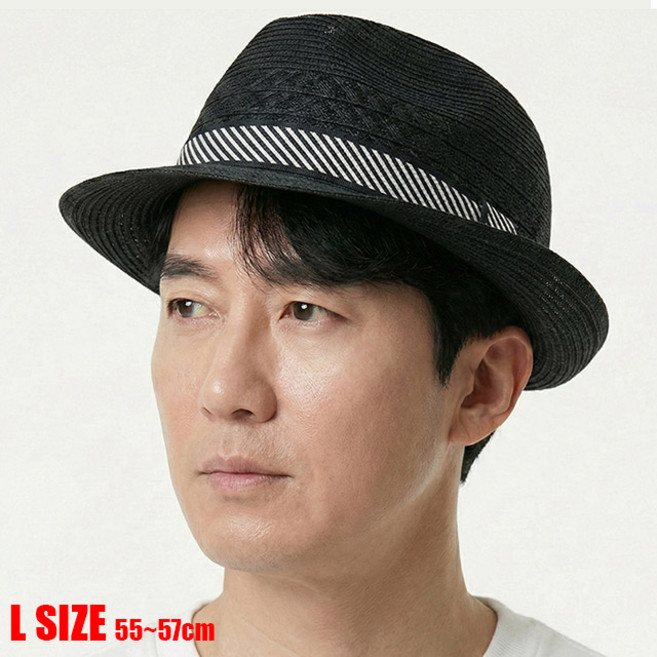 베이직엠 바캉스모자 여름 페도라 챙라인 스트라이프 띠라인 (M L사이즈)