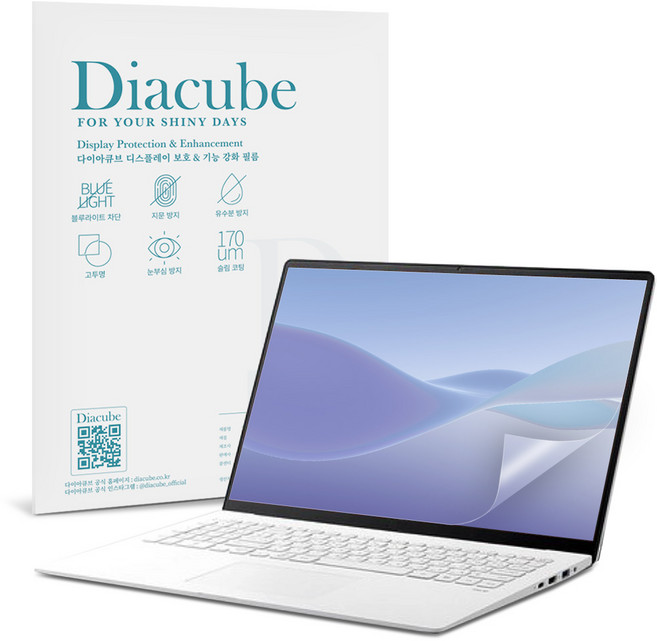 다이아큐브 베이직스 베이직북 16 저반사 지문방지 블루라이트차단 액정보호필름, 1개