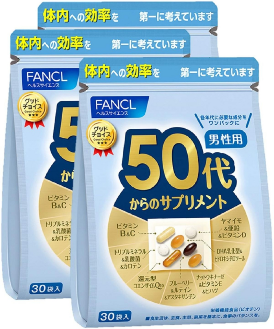 일본 팬켈 50대 멀티 비타민 남성용 30팩 X 3개, 30회분