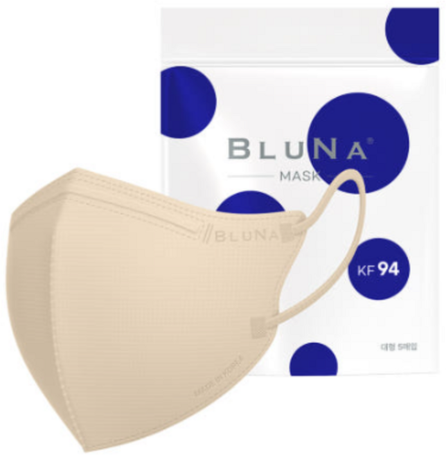 블루나 숨편한 새부리형 황사방역 마스크 대형 KF94, 5매입, 80개, 베이지