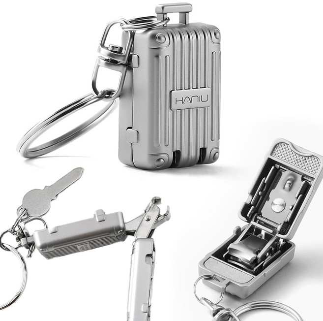 여행용 휴대용 미니 캐리어 손톱깎이 키링 열쇠고리, 1개, 로즈골드