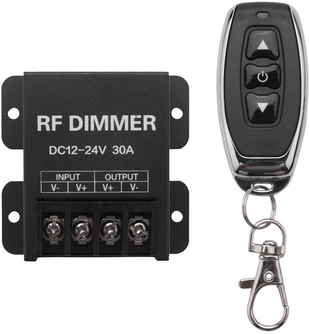 12V RF LED 디머 무선 밝기 3 키 리모컨 DC 12V- 24V 30A 360W 720W 용 5050 3528 단일 컬러 스트립 조명, 검은색