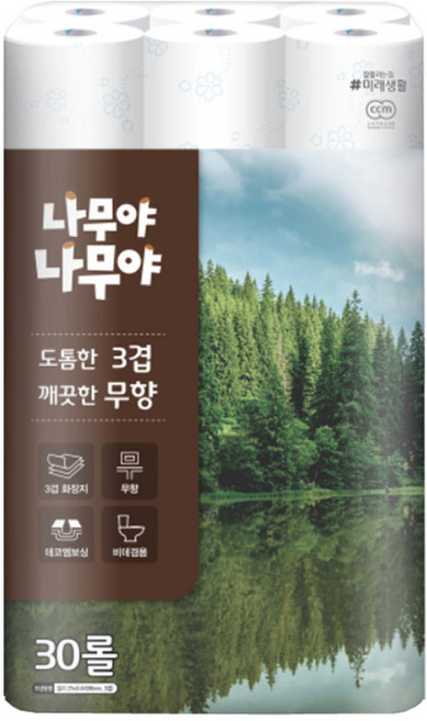 나무야나무야 도톰한 3겹 순수 고급롤화장지, 27m, 30개입, 1개
