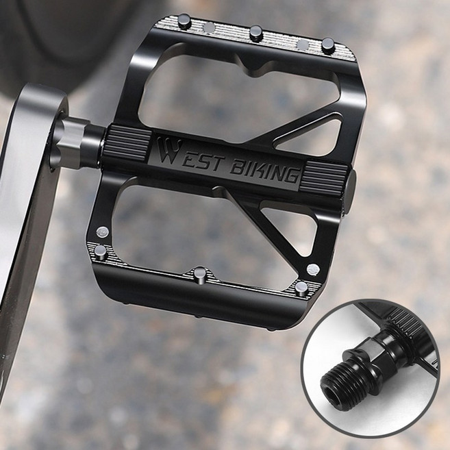 시그니처베이지 로드 MTB 자전거 페달 평페달 YPZ119, 실버블랙, 1개, B 3베어링