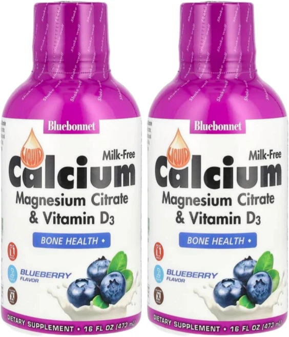 Bluebonnet Nutrition 블루보넷 뉴트리션 액상 칼슘 마그네슘 시트레이트 비타민 D3 블루베리 맛, 2개, 473ml - 쿠팡