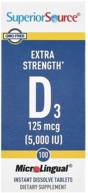 Superior Source 슈페리어소스 비타민D3 5000IU 125mcg 100정, 1개 - 쿠팡