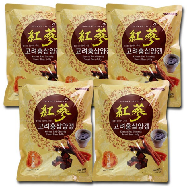 다산식품 쫄깃쫄깃 홍삼향이 그윽한 고려 홍삼 양갱, 400g, 5개