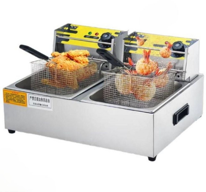 업소용 소형 튀김기 2구 델키 윤식당 가정 스텐 미니 분식집 소형튀김기, 20L 트윈 실린더 스위치