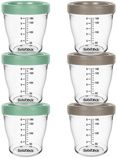 베베락 아이와 트라이탄 이유식용기 180ml (3+3개입), 아이와 트라이탄 180ml(딥그린3P+초코3P), 1세트, 1ml