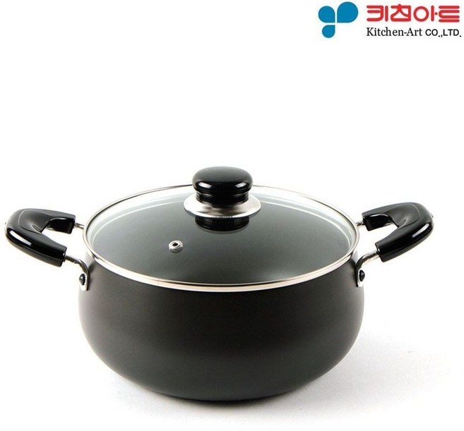키친아트 찌개 쥬노 양수 블랙 네오플램 냄비세트 국냄비 경질냄비 24cm, 쿠팡포유 본상품선택, 쿠팡포유 본상품선택, 1개