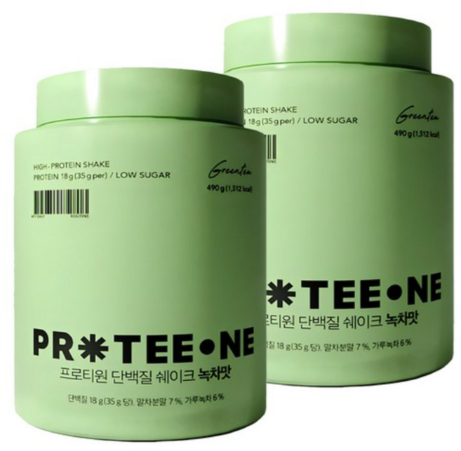 프로티원 단백질 쉐이크 녹차맛, 2개, 490g
