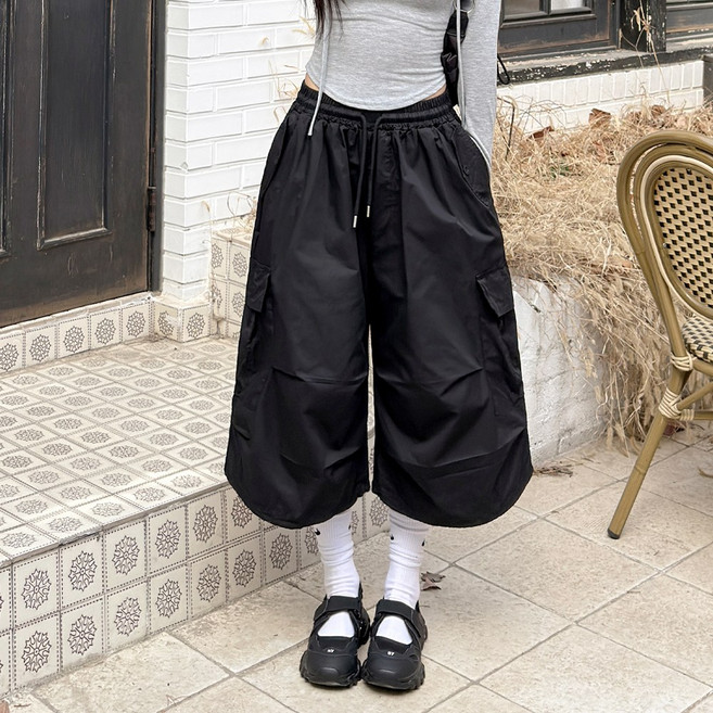 앤샵 버뮤다 카고 벌룬핏 [남녀공용] 투웨이 스트릿 와이드 밴딩 팬츠 7부 8부 덴버