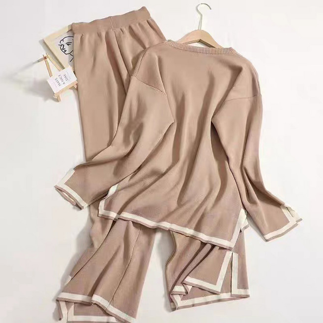 봄 가을 겨울 아웃라인 셋업 니트 상하의