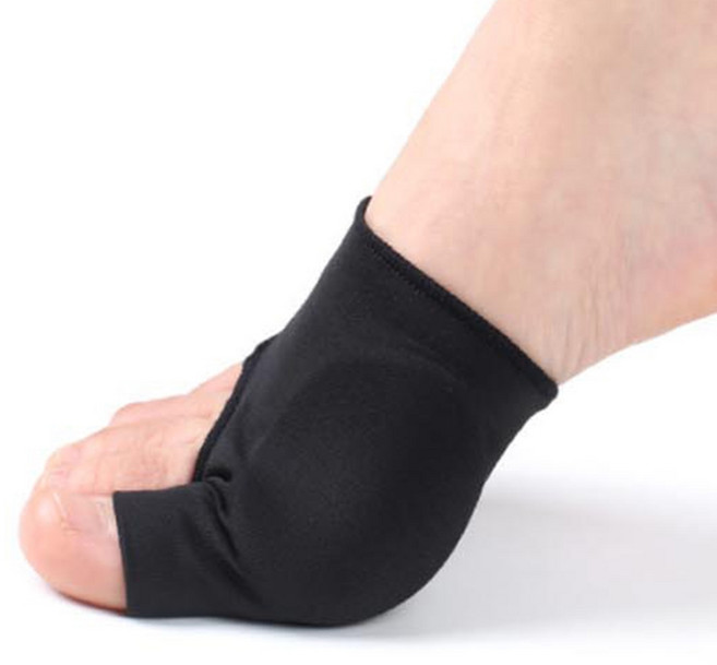 엄지 발가락 무지외반 실리콘 내장 패드 쿠션 보호대 당김 밴드 양말, 블랙, 1개