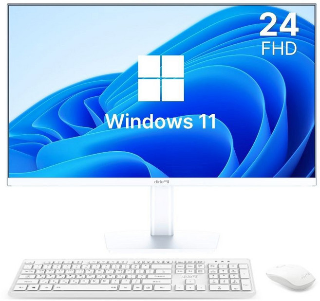 디클 올인원 PC 24형 셀러론 인텔 12세대, 화이트, CUP-A24S1 N95, 128GB, 8GB, WIN11 Home