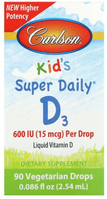 칼슨 키즈 슈퍼 데일리 D3 15mcg (600IU) 베지 드롭 90회 2.54ml, 1개, 1개, 2.543ml - 쿠팡