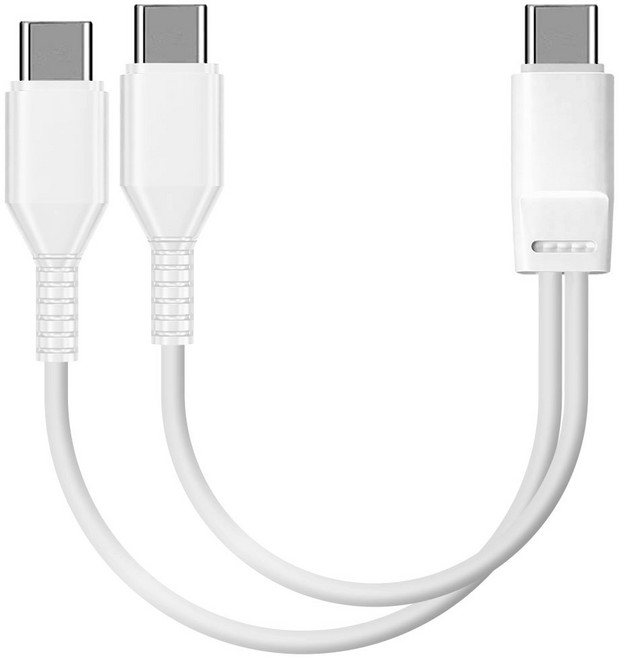 트윈라인 C타입 2in1 Y자형 충전 케이블, 1개, 화이트, 0.2m