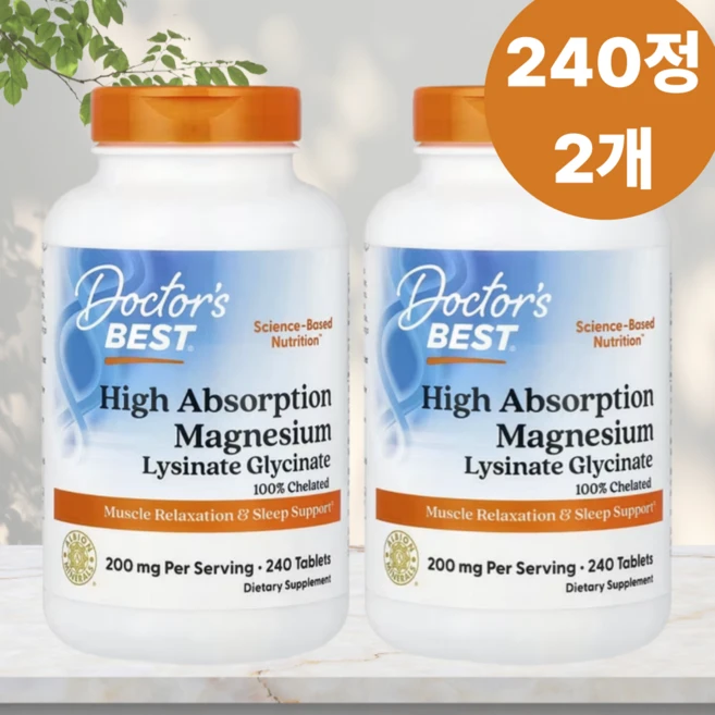 Doctor's Best 마그네슘 120캡슐 영양 보충제 닥터스베스트 미국 직구 사은품 추가증정, 240정, 2개 - 쿠팡