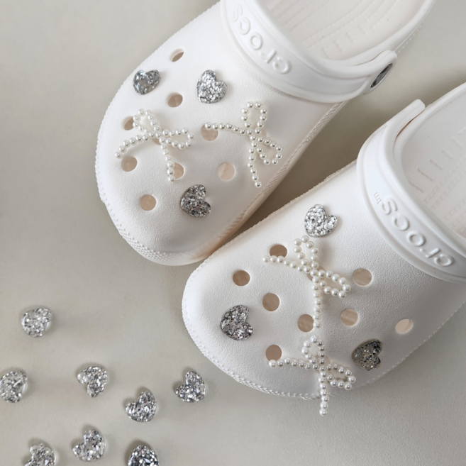 엘제이플 실버 쁘띠 리본 하트 파츠 세트