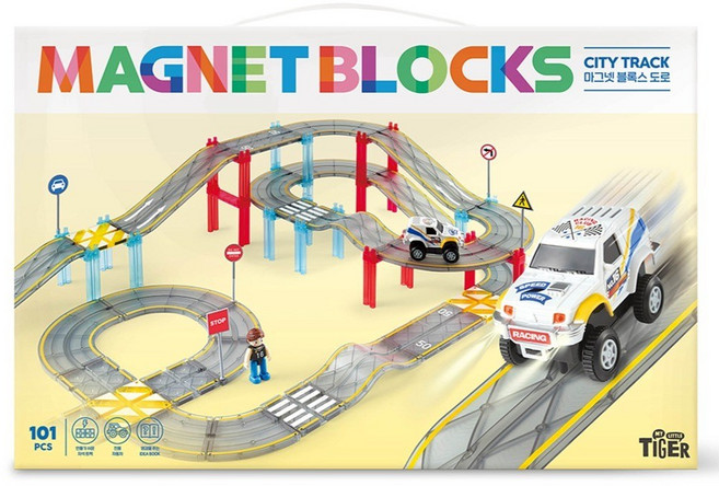 마이리틀타이거 마그넷 블록스 도로 자석 트랙 장난감, Soft Mixed(혼합컬러), 1개