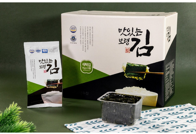 맛있는 보령김 식탁김15g 12봉, 1세트