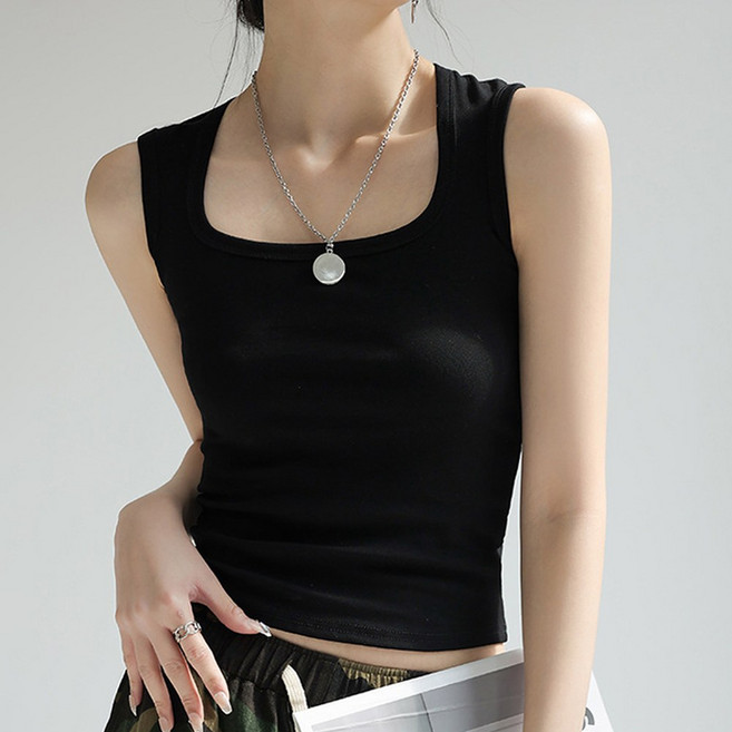 cammello 히든밴딩 캡내장 민소매 면 나시 부유방 커버 캡나시 이너나시