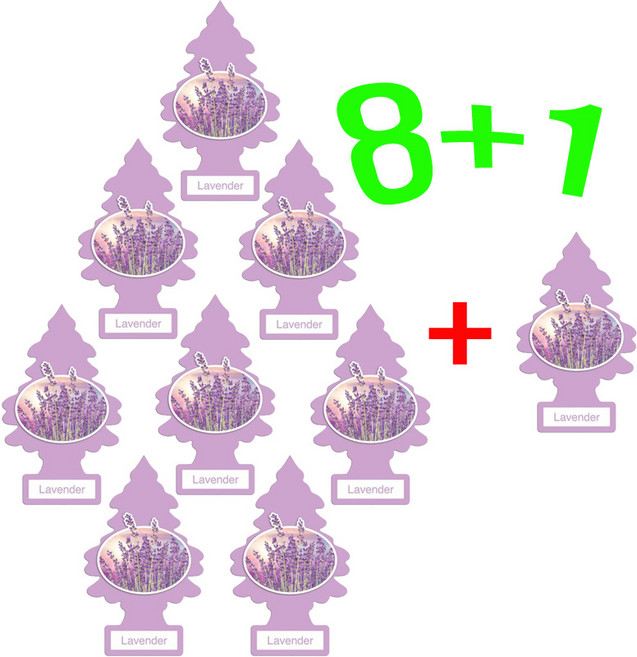 리틀트리 방향제 8+1 차량용 방향제 총 (9 개) 종이방향제 디퓨져 미국산 옷장 화장실 방향제, 라벤더, 9개