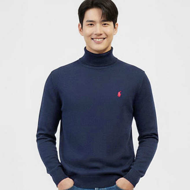 [빅히트 패션] 남성 하이넥 양모 니트 긴팔 데일리 스웨터