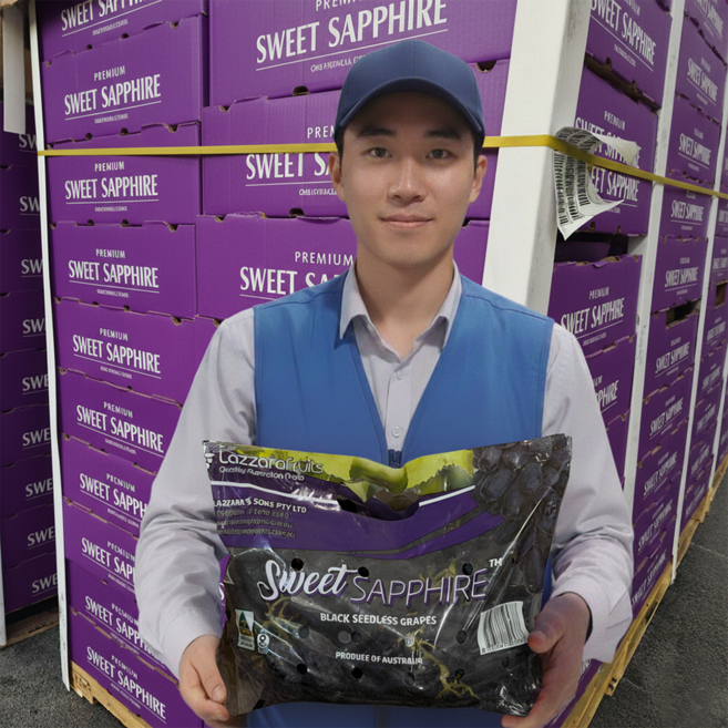 [재구매율1위] 새벽경매 씨없는 블랙사파이어 포도, 1박스, 2kg