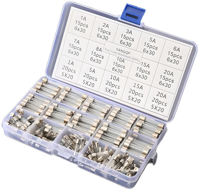 한수위 유리관 휴즈 세트 250개 5*20mm 6*30mm 1A~20A, 1세트