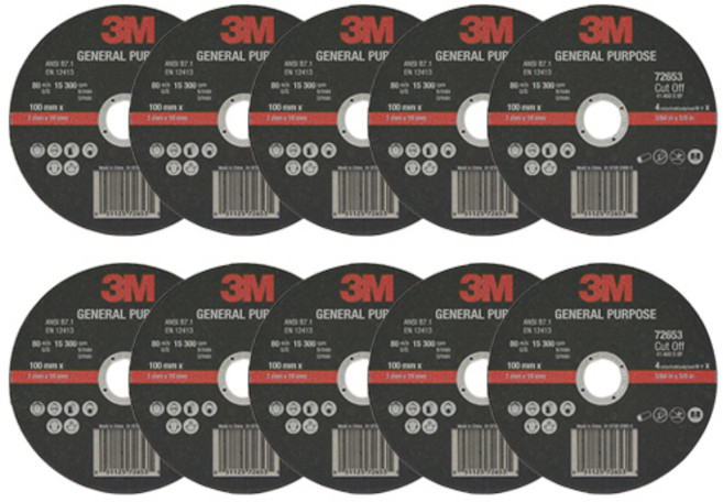 3M 보급형 4인치 절단석 72653, 10개