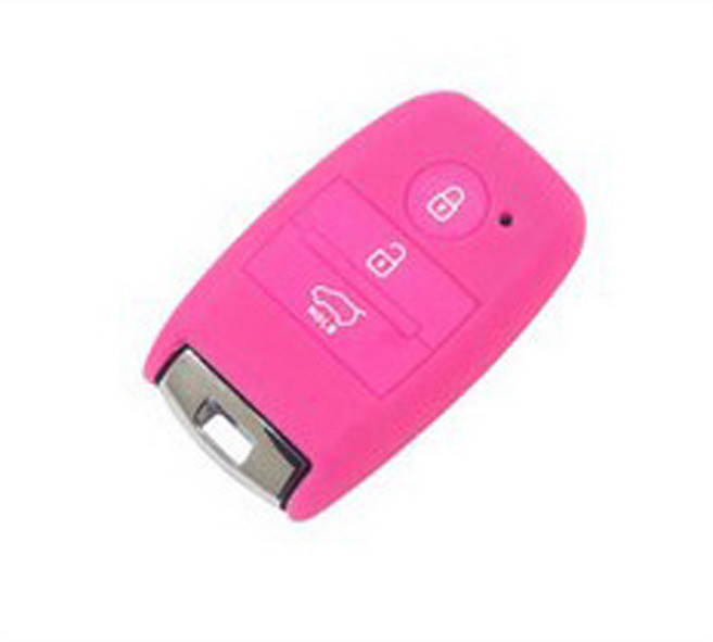 기아 호환 실리콘 키케이스, 스마트3버튼, 핫핑크, .