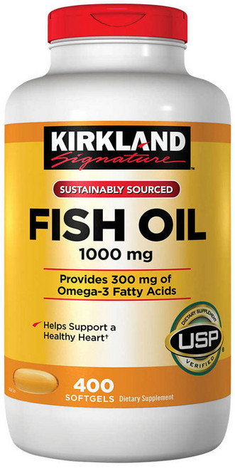 [정품 미국 직배송] 커클랜드 피쉬오일 오메가3 400정 (소프트젤) Kirkland Fish Oil Concentrate 1000mg 400Sgels, 1세트