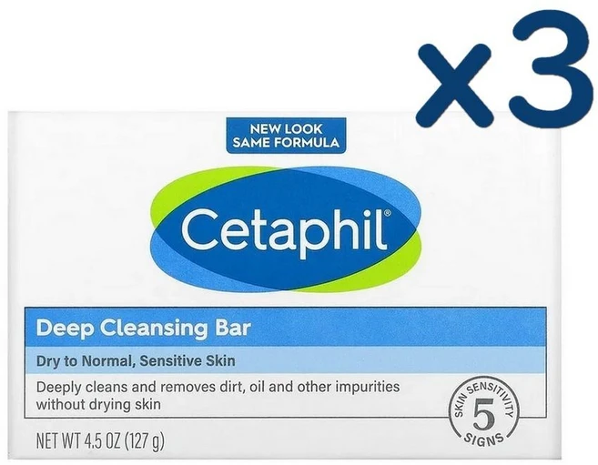 Cetaphil 세타필 딥 클렌징 바 127g x3팩 - 쿠팡